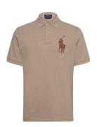 Classic Fit Leather-Pony Mesh Polo Shirt Tops Polos Short-sleeved Beig...