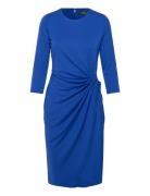 Twist-Front Stretch Jersey Dress Knelang Kjole Blue Lauren Ralph Laure...