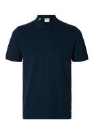 Slhslim-Atlas Ss Polo Tops Polos Short-sleeved Navy Selected Homme