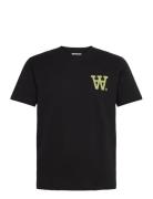 Wwace Aa Chest Print Tshirt Tops T-shirts Short-sleeved Black Double A...