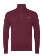 Extrafine Lambswool Half Zip Tops Knitwear Half Zip Jumpers Burgundy G...