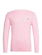 Cotton Cable C-Neck Tops Knitwear Round Necks Pink GANT