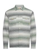 Relaxed Fit Stripe Waffle Shirt Tops Overshirts Green Scotch & Soda