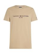 Tommy Logo Tee Tops T-shirts Short-sleeved Beige Tommy Hilfiger