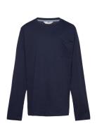 Basic Rib T-Shirt Tops T-shirts Long-sleeved T-shirts Navy Mango