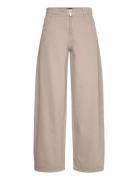 Wideleg Jeans With Zip Bottoms Jeans Wide Beige Mango