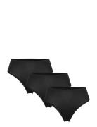 Brief Thong High Cotton 3 Pack Stringtruse Undertøy Black Lindex