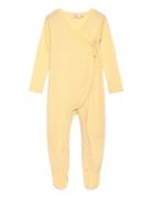 Pointelle Cross-Over Full Body Langermet Bodysuit Yellow Copenhagen Co...